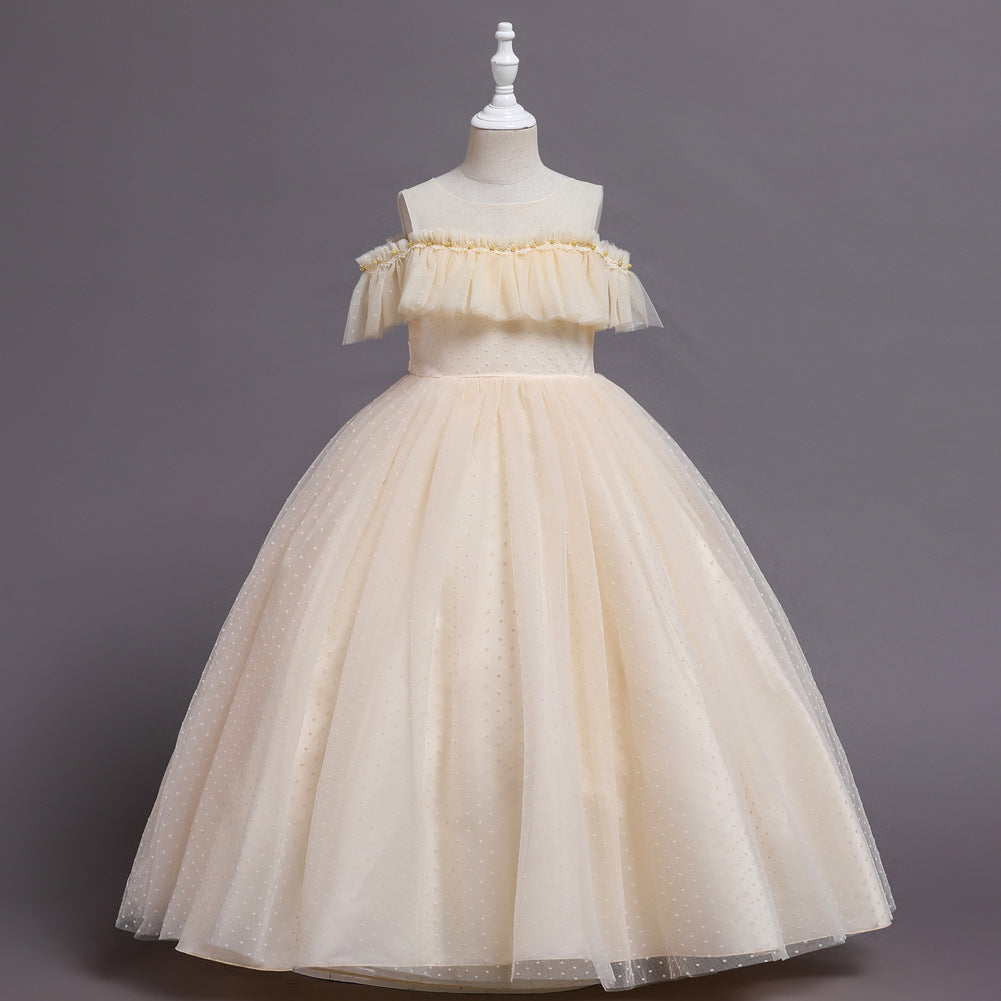 Shoulder off Tulle Flower Girl Dress