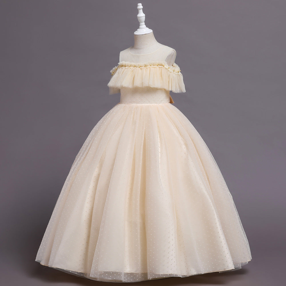 Shoulder off Tulle Flower Girl Dress