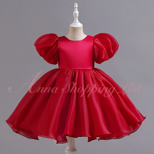 Puff Sleeve Flower Girl Dress